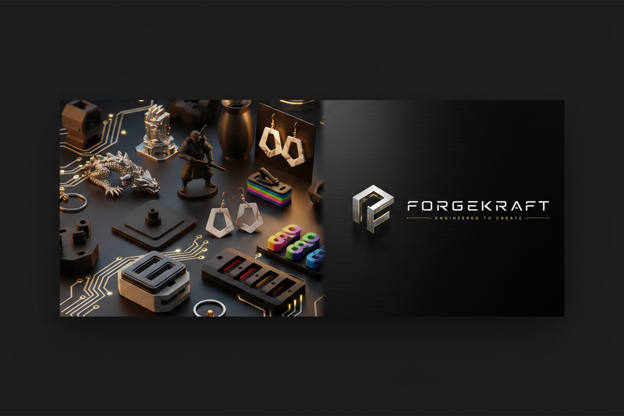 ForgeKraft hero banner — metallic product showcase